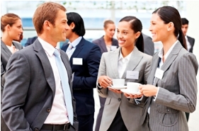 EIB students networking with employers